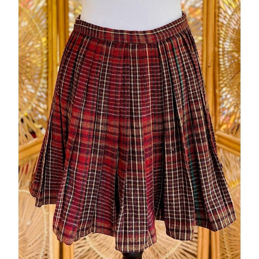 Vintage Union Made Tartan Plaid Wool Mini Wrap Skirt - Picture 3 of 7